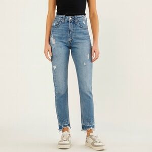 Abercrombie Fitch 0 (25) High Rise Mom Womens Jeans Curve Love Distressed Frayed